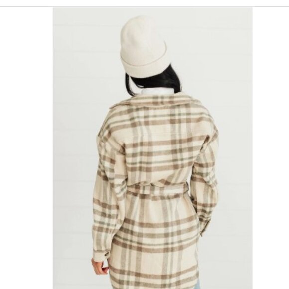 Oat Benji Belted Plaid Jacket/Cardigan Large XL - Picture 4 of 4